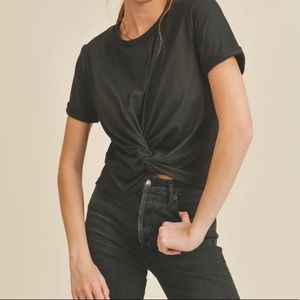 NWOT Black Front Knot Tee Shirt